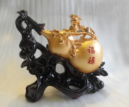 Hồ lô vàng có tỳ hưu, thủy tinh - phúc đáo tài đáo H505G